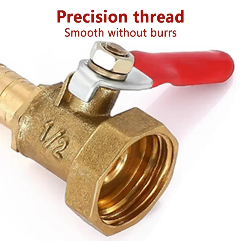 10pcs 1/8'' 1/2'' 1/4'' Female Thread Ball Valve Hose Barb Connector Joint Copper Pipe Fitting Coupler Adapter 4-12mm