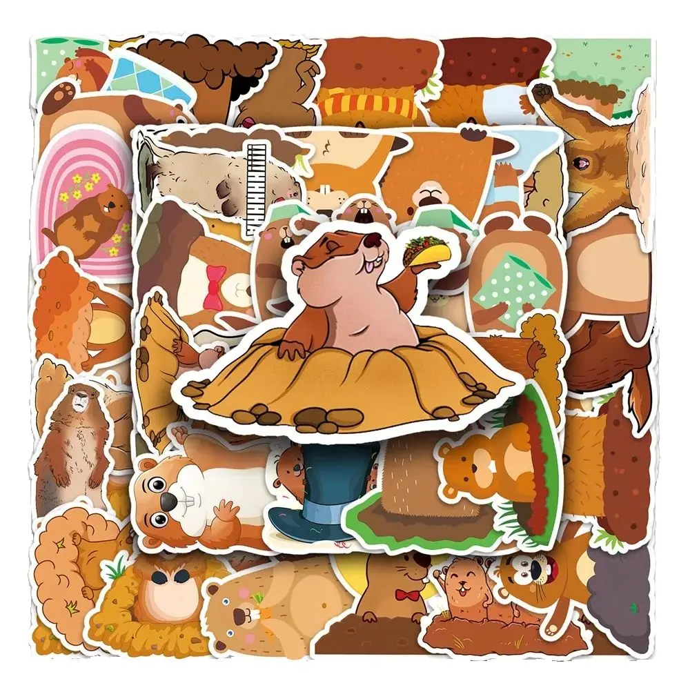 50PCS Waterproof Cartoon Groundhog Stickers Toy Decoration Children's Gift iPad Guitar PVC Stickers