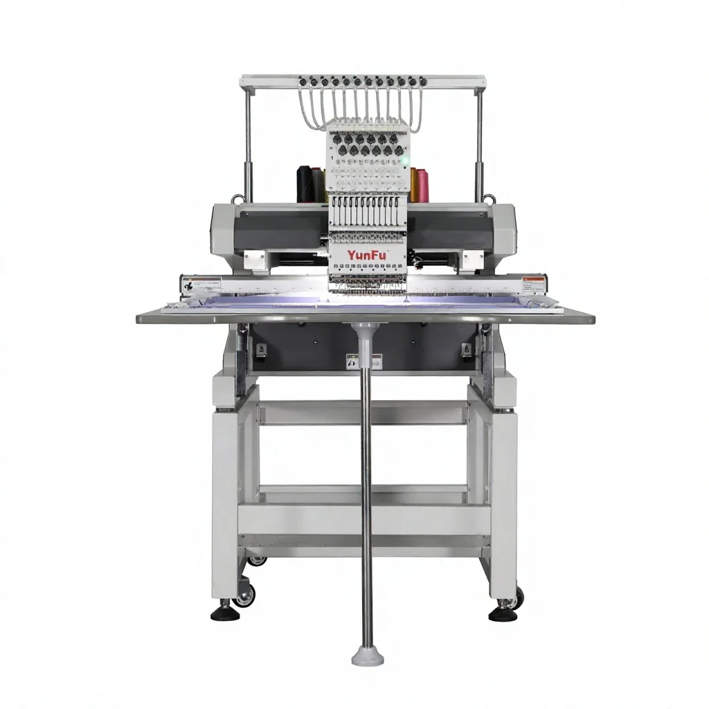 Computerized 12/15 Needle Single Head Embroidery Machine High Speed Automatic Embroidery Equipment for Cap Flat T Shirt