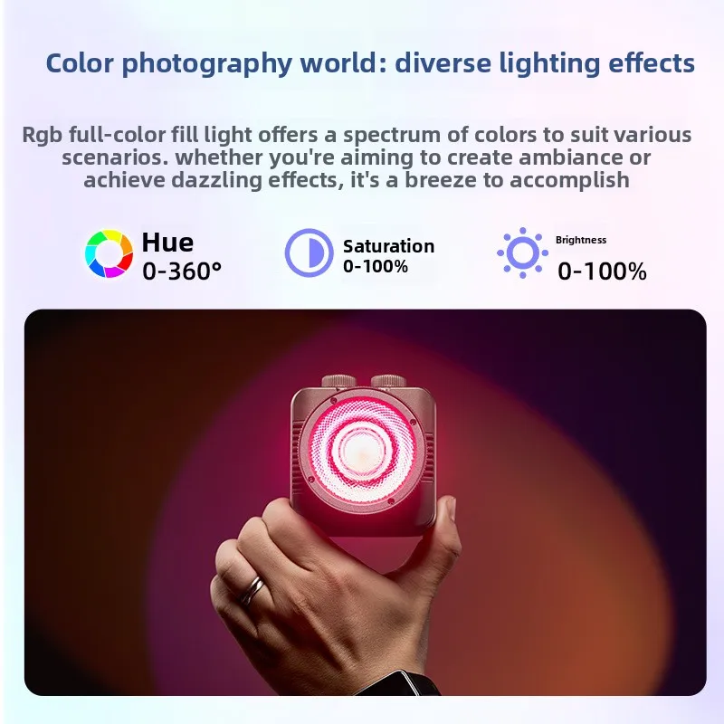 Mini RGB LED Fill Light 40W Handheld Soft Photography Lamp Portable Outdoor Shooting Lighting for Live Stream
