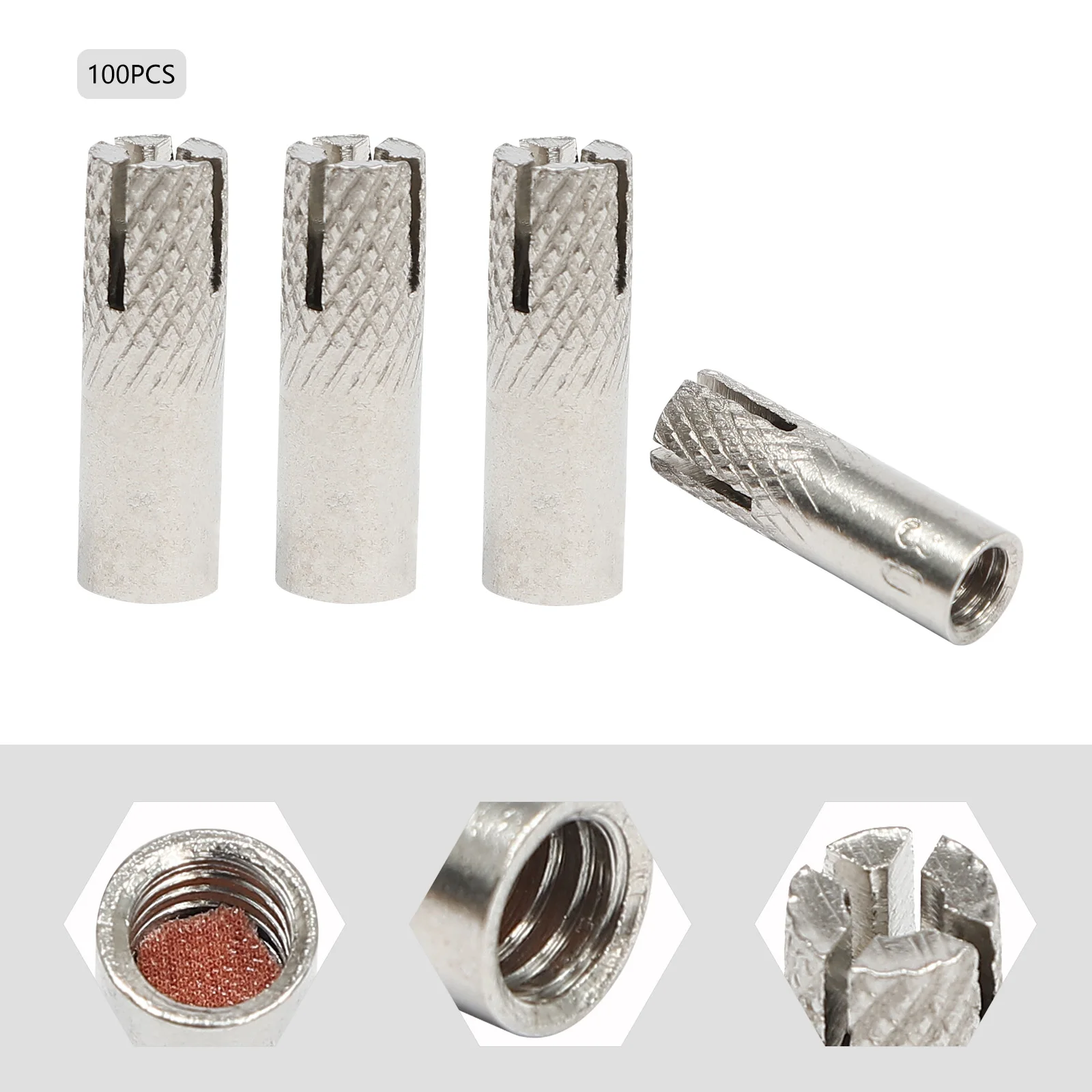 Jangkar Ekspansi Beton Beton Tahan Karat 1/4'-20 Jumlah 100 Jangkar Ekspansi Beton Model Drop-In untuk Industri Kelautan dan Pemesinan