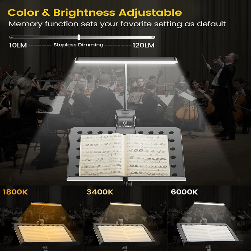 Rechargeable Book Light Eye Caring 56 Leds Clip on Music Stand Light Rechargeable Dimmable Sheet Music Piano Light Lamp Guitar