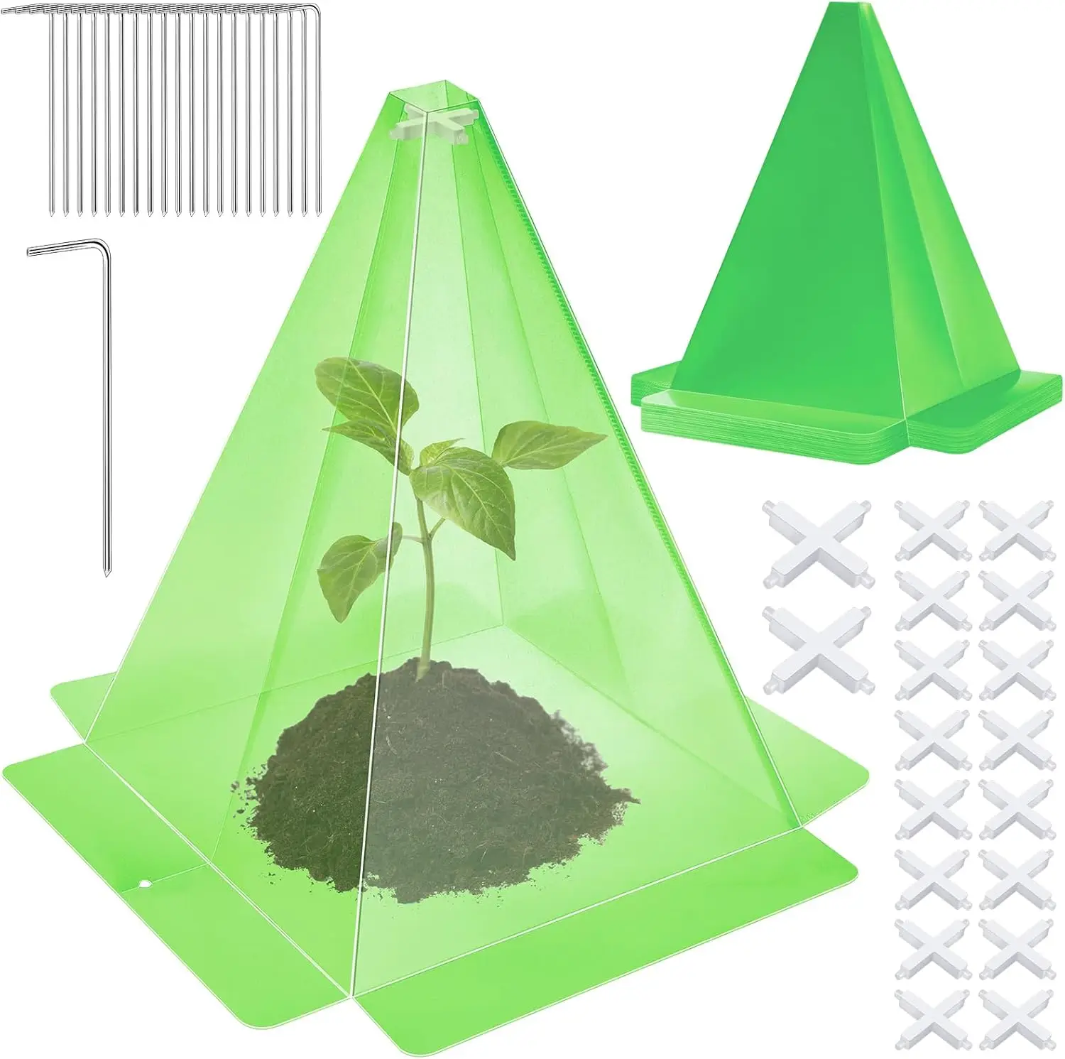 

Набор из 20 многоразовых колпаков для растений с опорами, мини-теплица для защиты рассады от заморозков и вредителей
