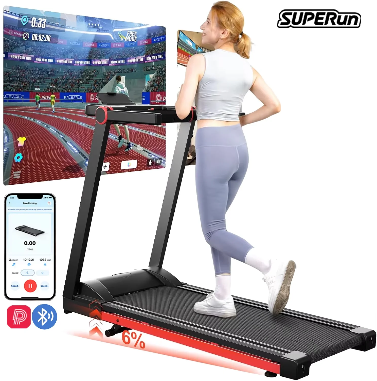 Promozione di liquidazione Tappetino per tapis roulant domestico inclinato pieghevole da 3,5 HP con supporto per manubrio Monitor dati app schermo LCD da 350 libbre