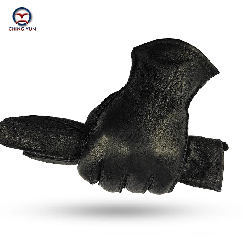 Winter men's soft and fashionable handmade stitched deerskin gloves