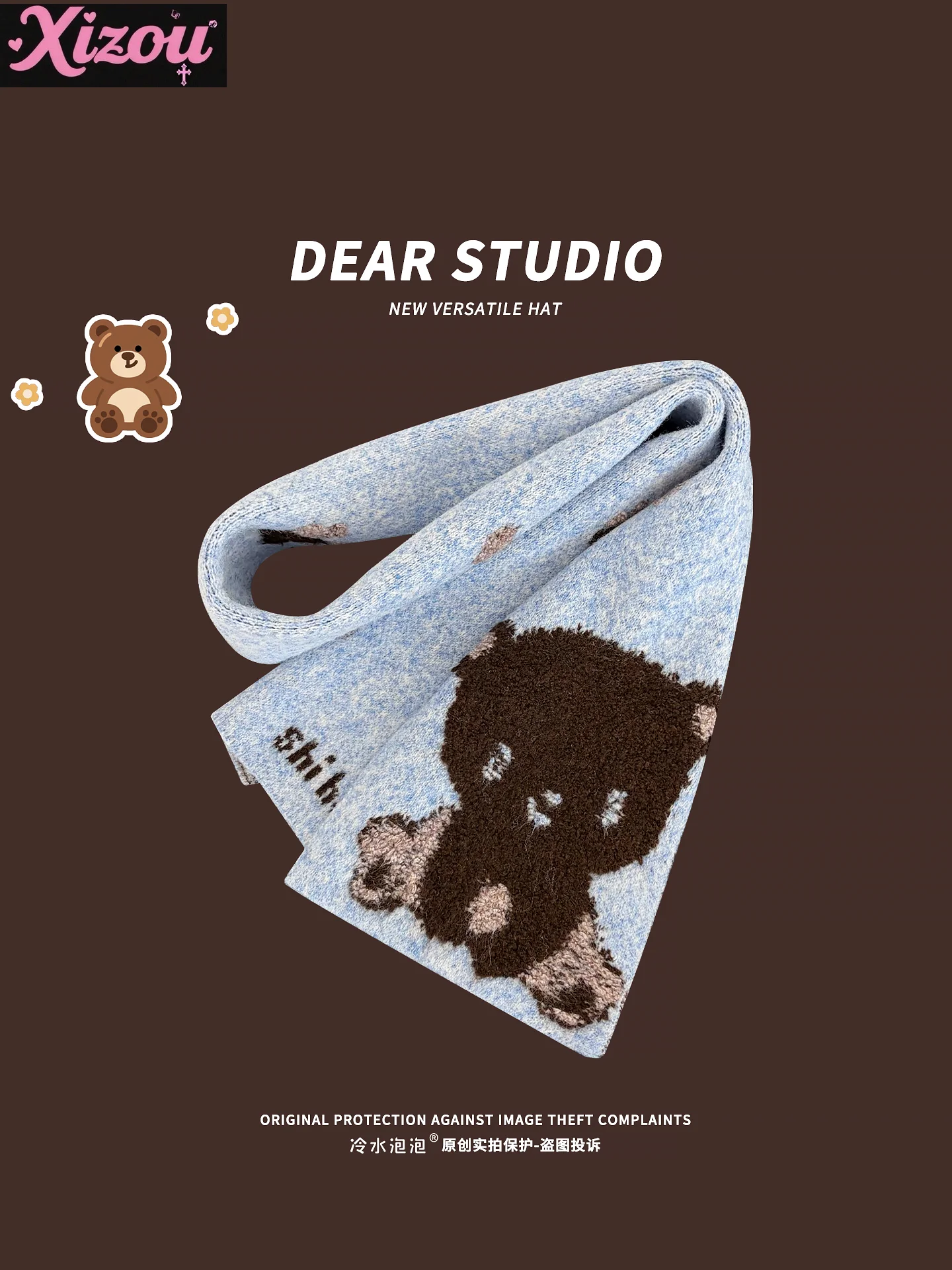 

Cute Cartoon Lolita Bear Knitted Scarf Female Autumn Winter 2025 New Japanese Sweet and Versatile Student Warm Scarf Soft Girl