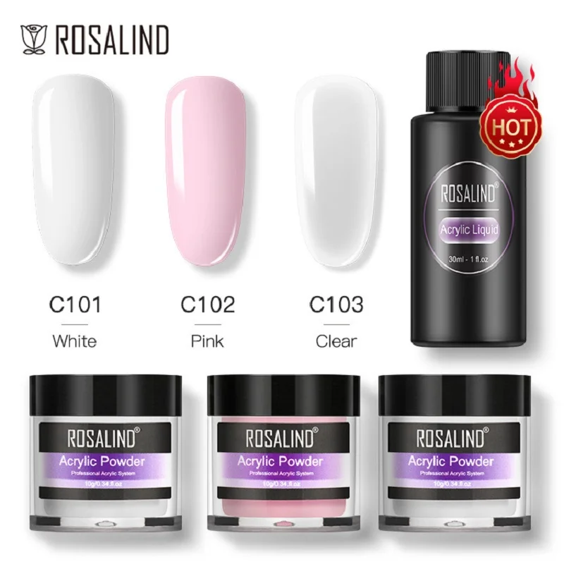 

ROSALIND Acrylic Powder Nail Kit Carve Crystal Nail Gel For Extension Builder Manicure Dipping Acrylic Powder Liquid Tool Set