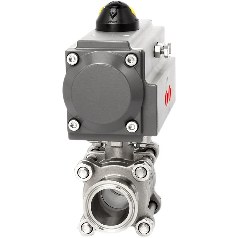 1 Inch 3 Pcs 2 Way  1000 Wog  Stainless Steel 304 Actuated Air Control Ball Valve With Limit Switch Pneumatic Ball Valve