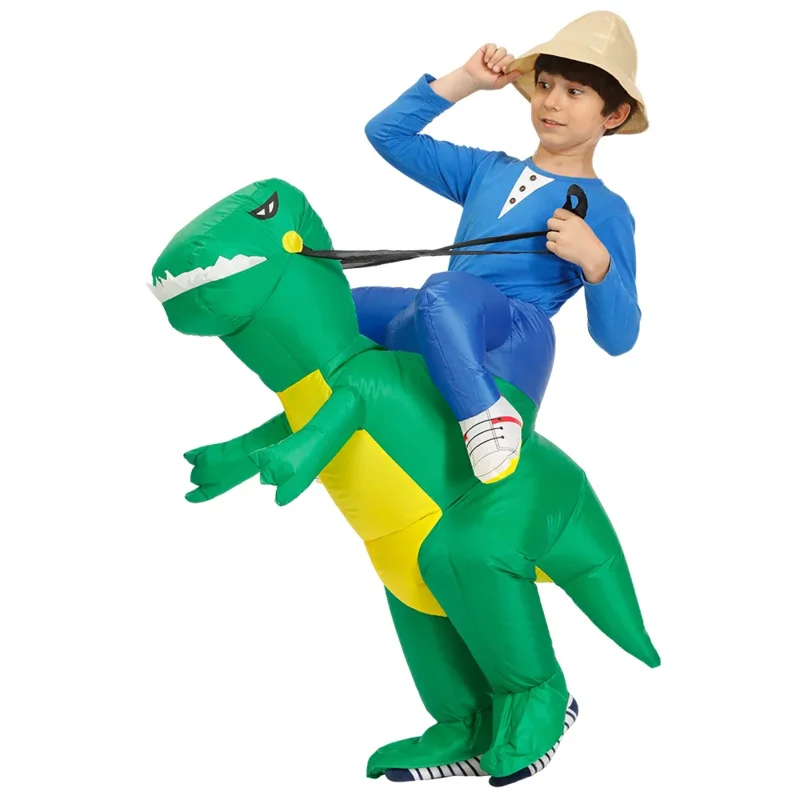 Volwassen Kinderen Dinosaurus Opblaasbaar Kledingstuk Halloween Cosplay Kostuum Ouder-kind Familie Pak Kleding Dier Opblaasbaar Pak