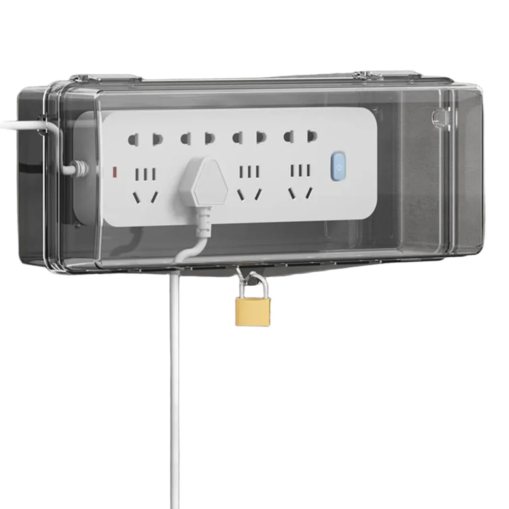 1pc Outdoor Electrical Box Large Capacity With 4/8Output Holes Lockable Extension Cord Box Rainproof Weatherproof Outdoor Outlet