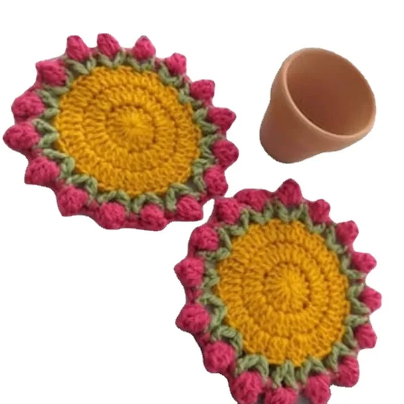 売れ筋新亀カップ断熱アイロン防止パッド手編みマグコースターハロウィンパーティープレートマット