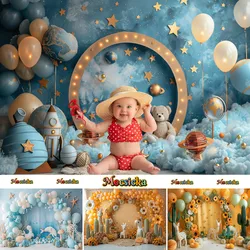 Kids 1st Birthday Photography Background Colorful Balloons White Clouds Party Decor Supplies Cake Smash Baby Shower Studio Props