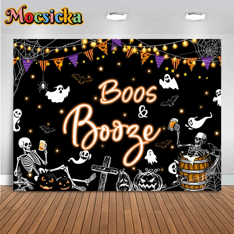 Mocsicka Halloween Photography Backdrop Baby Photo Pumpkin Party Cheers Background Spider Web Demon Ghost Skull Decors Photocall