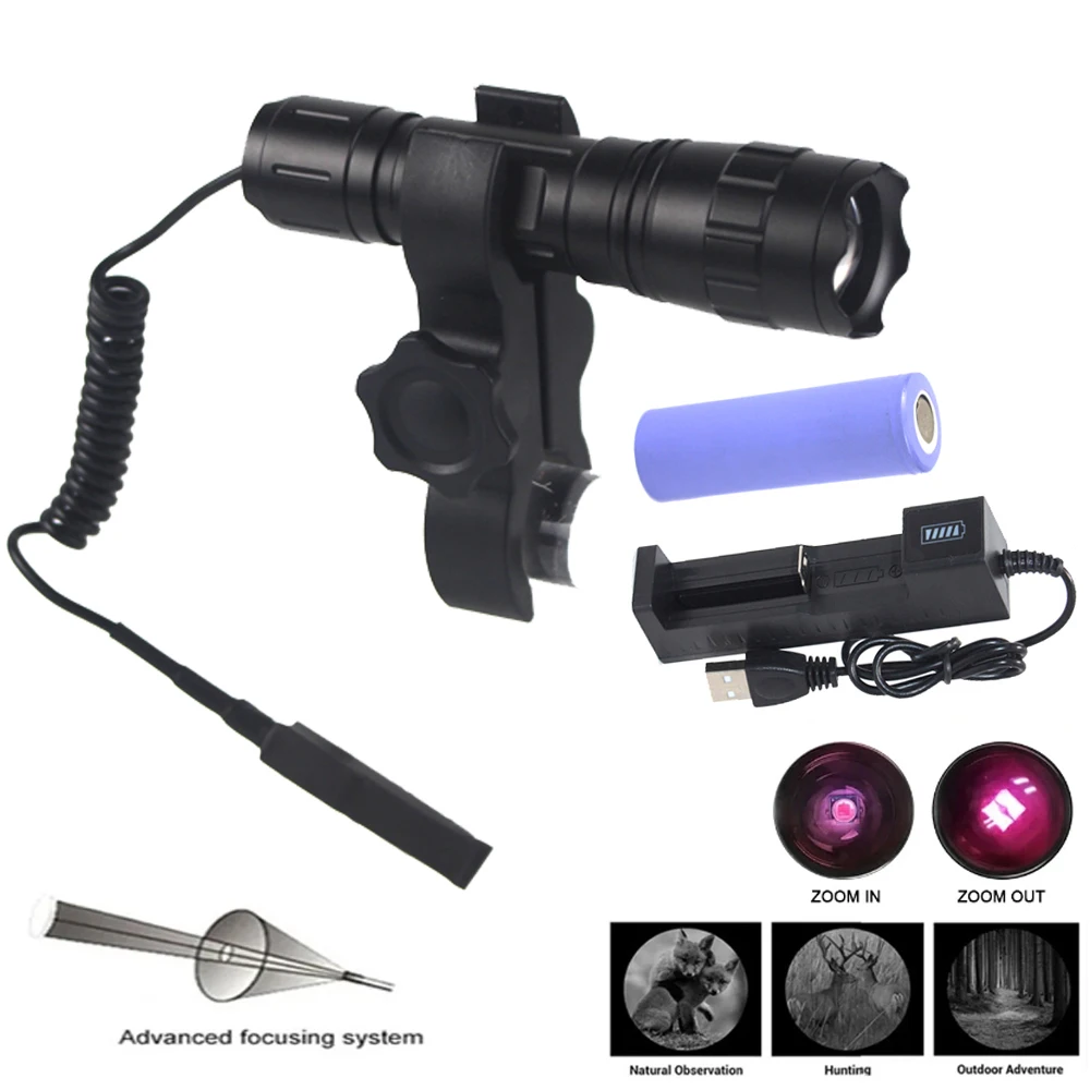 503F Infrared IR 850nm Night Vision LED Tactical Flashlight Zoom IPX6 Waterproof Torch Use 21700 Battery Hunting Lantern