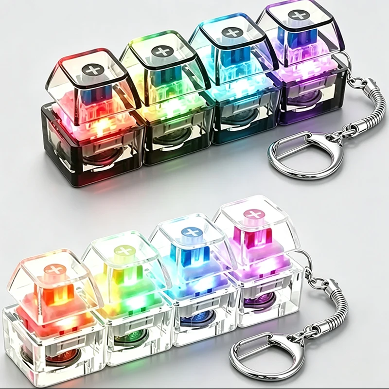 @ LED Keyboard Keychain Fidget Toy Crystal Clicker Sensory Toy for Stress Relief Keyboard Keychain Fidget Gadget for Adults Kid