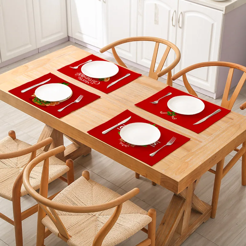 Placemats Red Plaid Place tapetes para Xmas Suprimentos Casa Santa Placemats Antiderrapante Placemats Lavável Resistente ao Calo