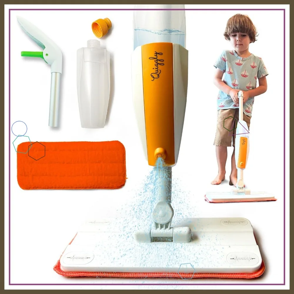 

Kids Spray Mop Toy - Real Water Cleaning Set with Squeeze Function - Educational Montessori Sweeper for Toddlers