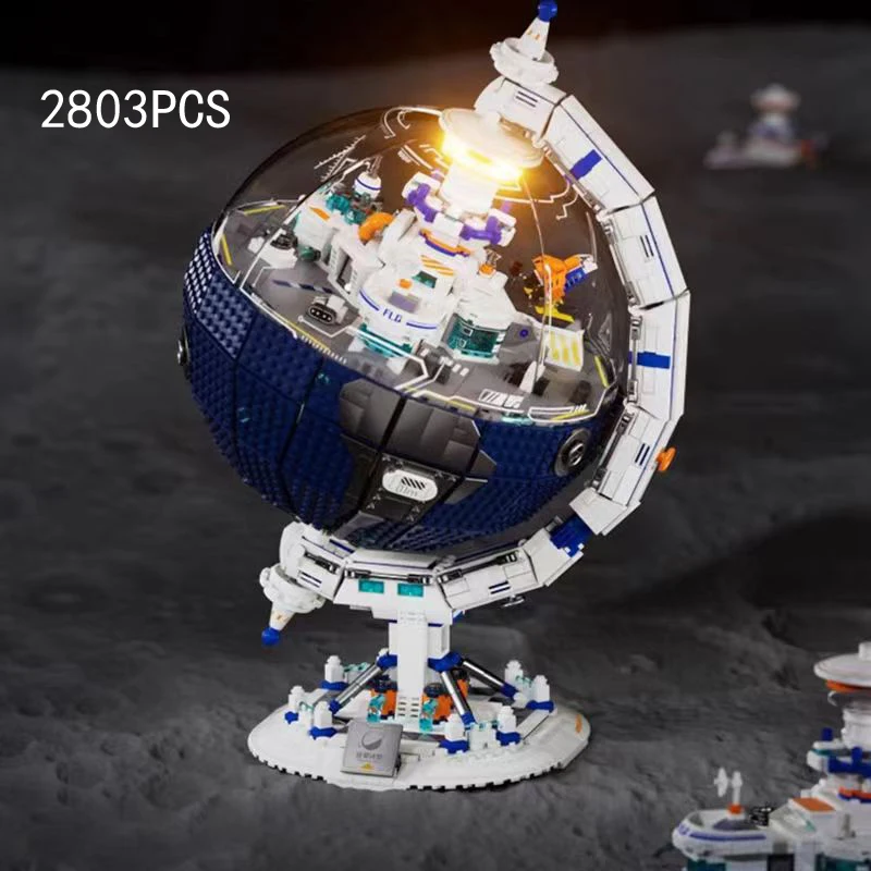 

Creative Earth Space Station Model Global Village Building Block Educational Toys Construction Bricks Collection With Light