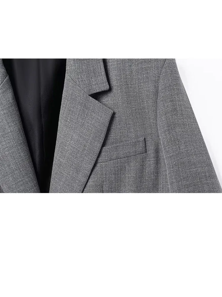 HH Vrouwen Lente Herfst Commuter Blazer Rok Tweedelig Professioneel Pak Met Lange Mouwen Slank Veelzijdig Modieus Textuurpak