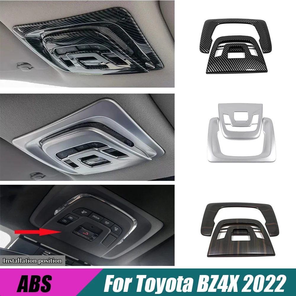 

ABS Carbon Wood Matte Car Front Reading light Frame Sticker Cover Trim Auto Decoration For Toyota BZ4X EA10 2022 2023 Accessorie