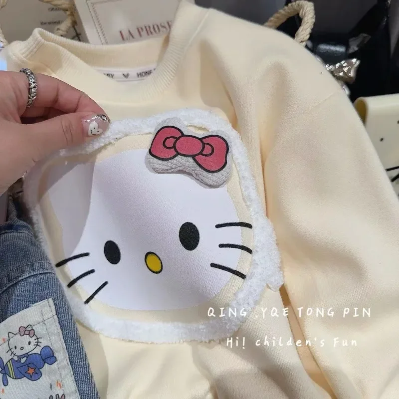 

Hello Kitty Anime Kawaii Sanrio Children Lovely Hoodie Spring Autumn Cute Ins Children Shirt Clothing Fashion Gifts for Girls