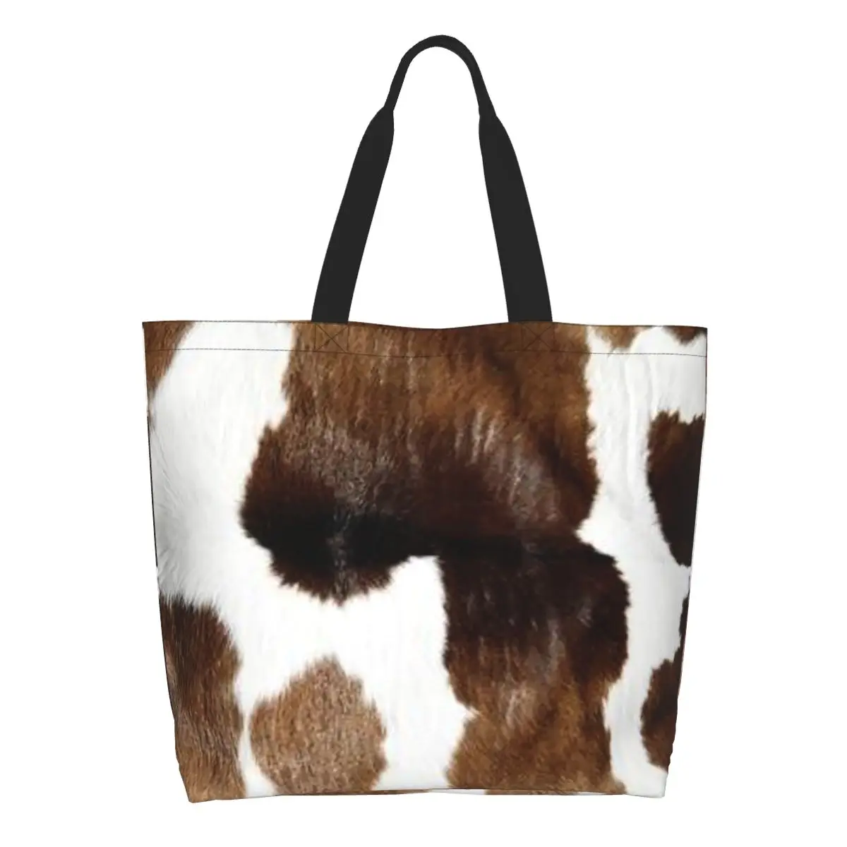 Rustic Ranch Cow Print Shopping Tote Bag Canvas Large Capacity Shoulder Bags Shopper Grocery Handbag for Women