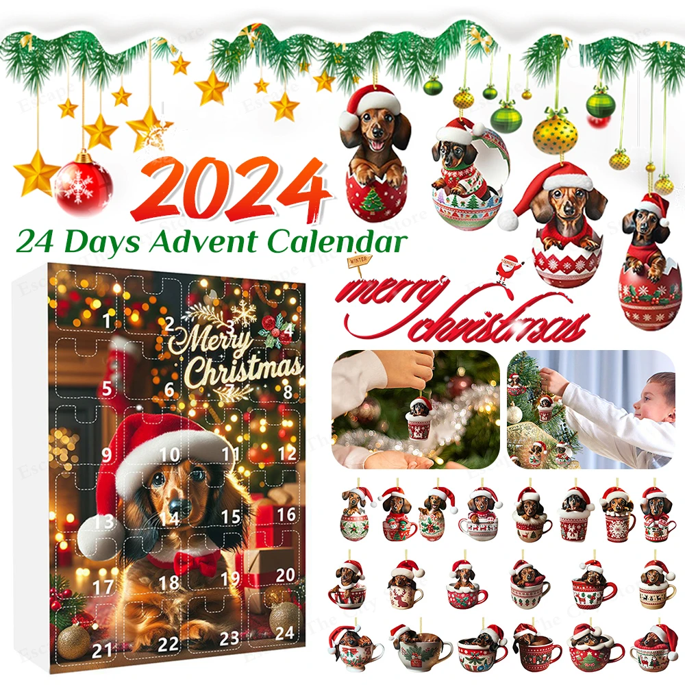 

Dachshunds 24 Days Christmas Countdown Calendar With Dachshunds Figure Ornaments Dog Advent Calendar Xmas Gifts for Dog Lover