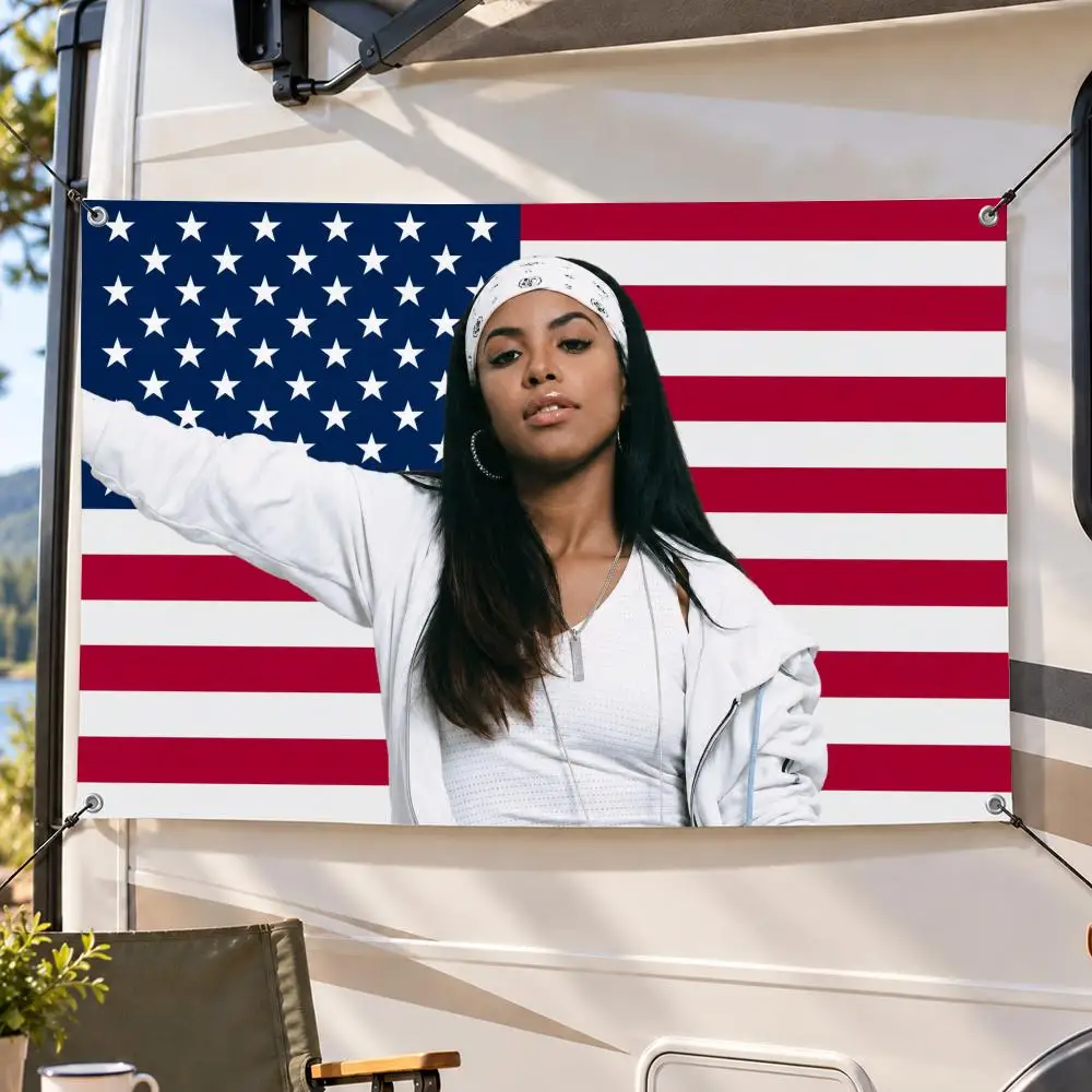 Music Popular Classic Drama Aaliyah Flags Decorative Flag Banner Indoor Outdoor Garden Yard Patio Party Camping Wall Decor Gift