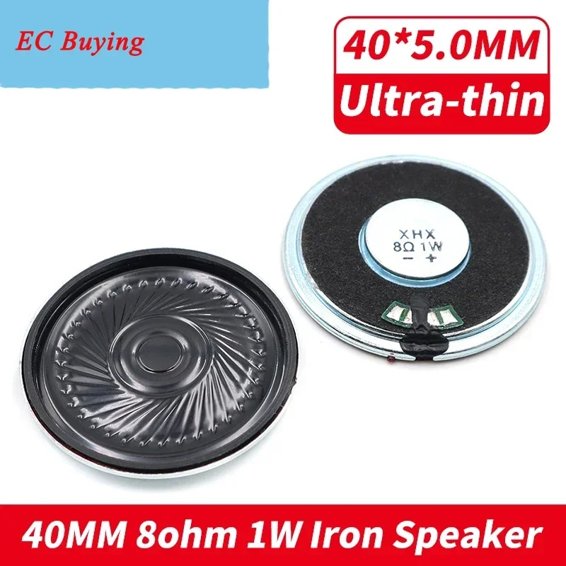 2Pcs 40MM 8Ohm 1W Iron Case Internal Magnet Speaker Ultra-thin 40*5.0MM Diameter 40 MM 8 Ohm 1 Watt Loud Speaker Loudspeaker