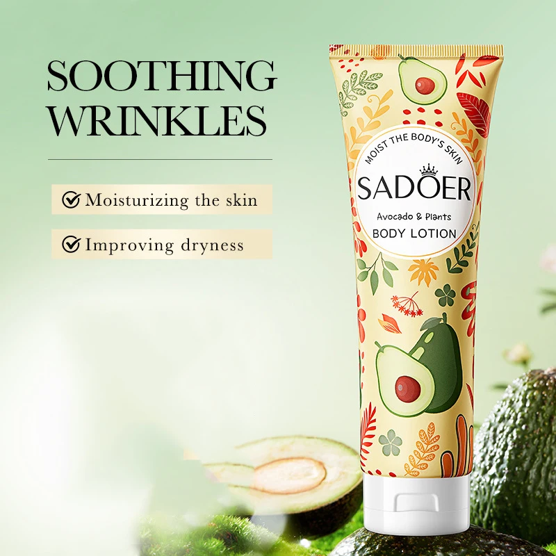 SADOER Avocado-Körperlotion, Creme, feuchtigkeitsspendend, Peeling, Bein, Arm, Rücken, Körper, nährend, Anti-Falten, zarte, glatte Hautpflege