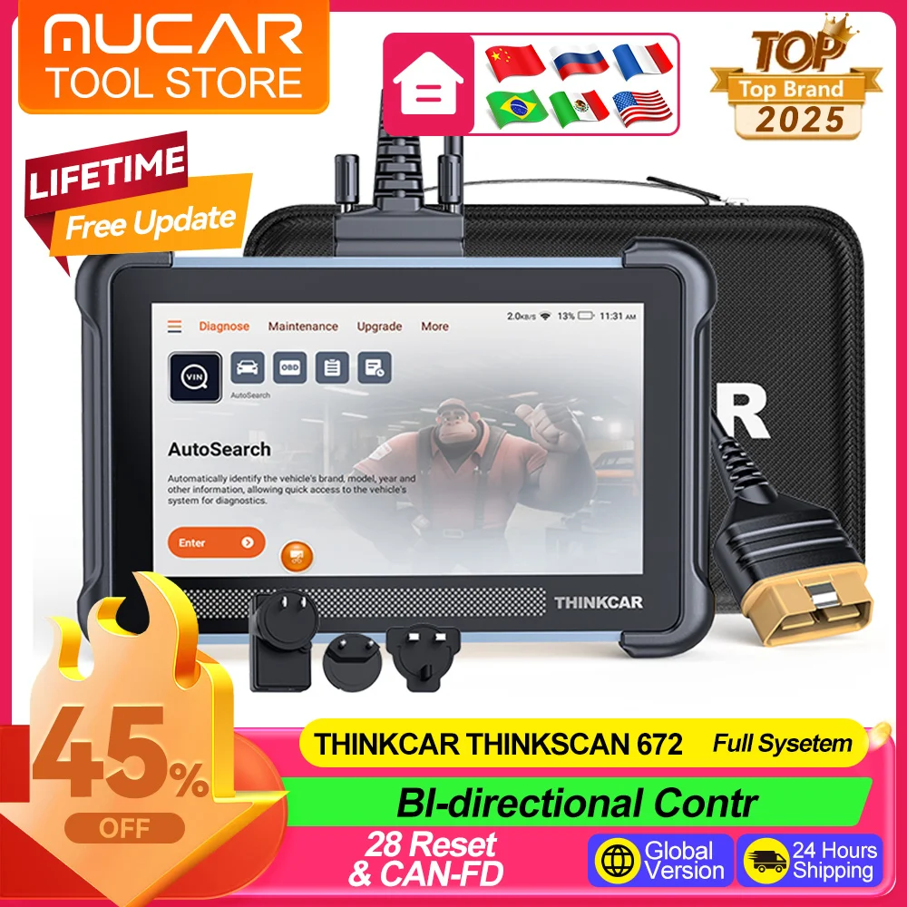 

Thinkcar Thinkscan 672 OBD2 Scanner All System Diagnostic Tools Lifetime Free Update Car Scan Tools Support CANFD Active Test
