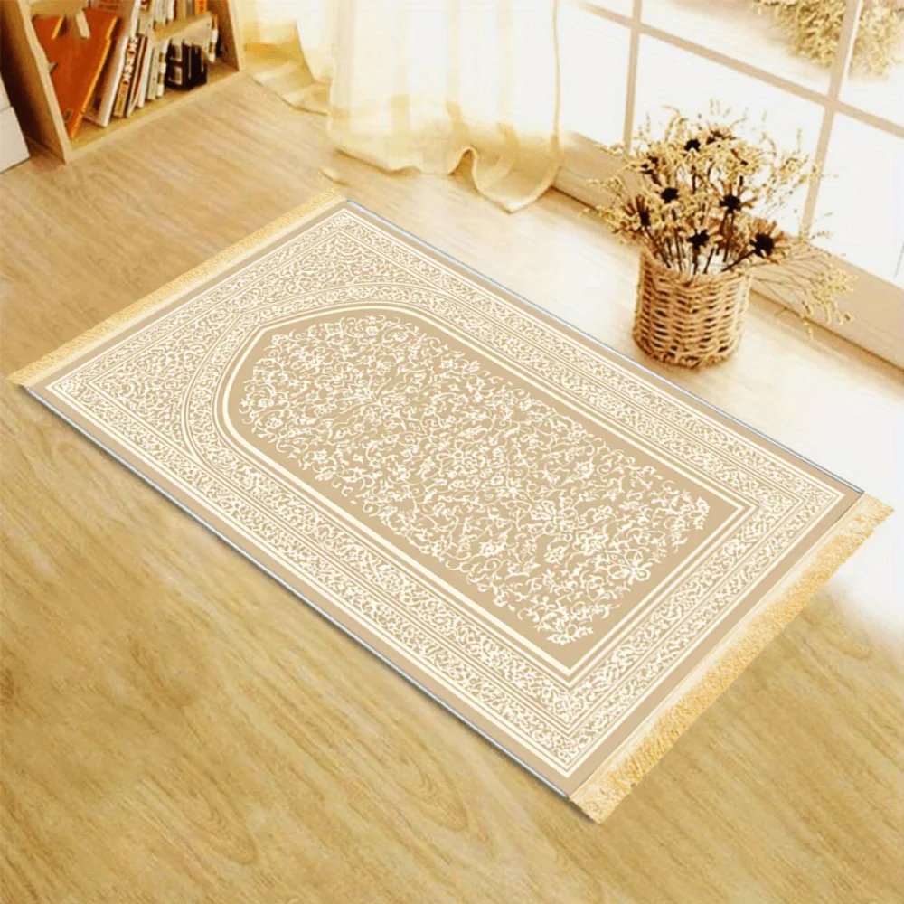 Hot Sale Polyester Muslim Prayer Rug, Portable Non-Slip Islamic Salah Mat, Soft Foldable Worship Carpet for Home Travel Ramadan