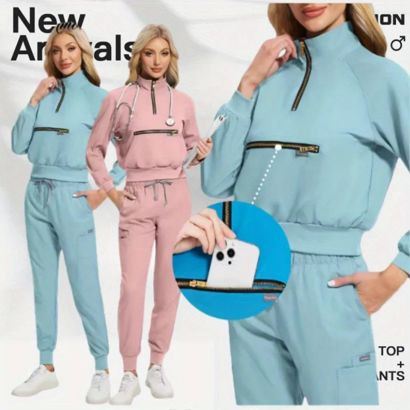 

Elastic Long Sleeved Frosted Suit Ideal Work Uniform for Male and Female Pet Hospital Veterinarians and Hospital Staff