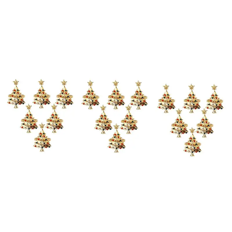 VEHO-18Pcs Christmas Napkin Button Napkin Ring Napkin Ring Cloth Ring Diamond Christmas Napkin Rings