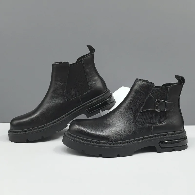 

New Men's Autumn Winter Leather Suede Thick Versatile Men's Shoes British Style Boots Outdoor Casual Shoes Loafers Men Sneakers