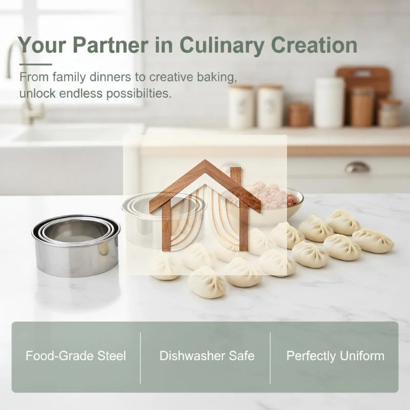 Stainless Steel Dumpling Wrapper Cutter Set Smooth Burr-Free Edge 3 Sizes for Home Kitchen Safe Dumpling Making