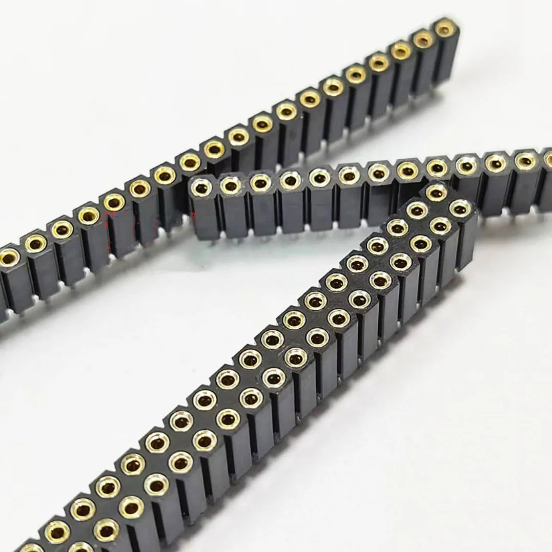5pcs 2.54mm Pitch 40 Pin Female Single Row Straight Round Pin Header Strip Connector