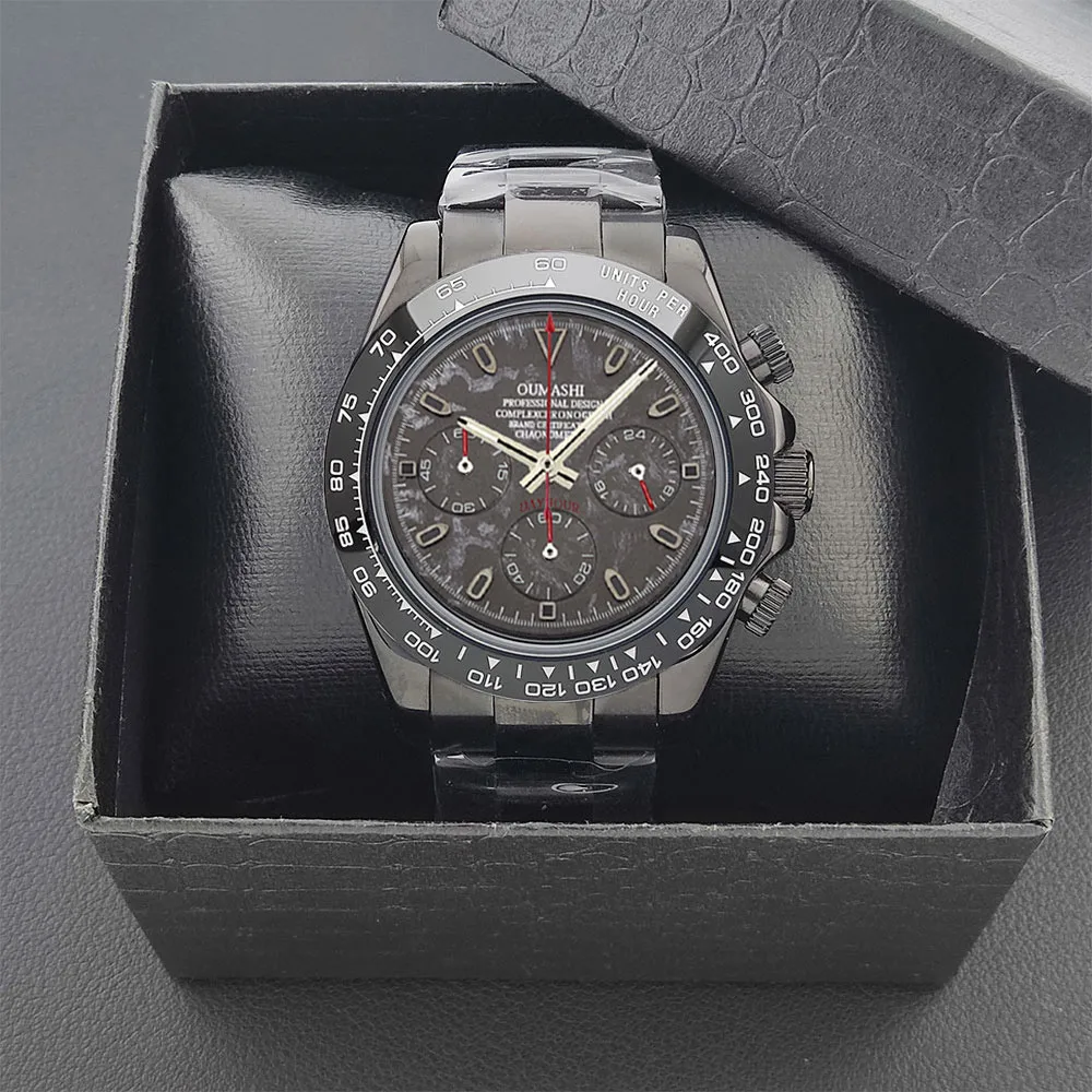 ЧАСЫ VK63 Роскошные кварцевые часы с хронографом 39 мм для мужчин VK Series 63 Спортивное сапфировое стекло Метеоритный циферблат Керамический безель