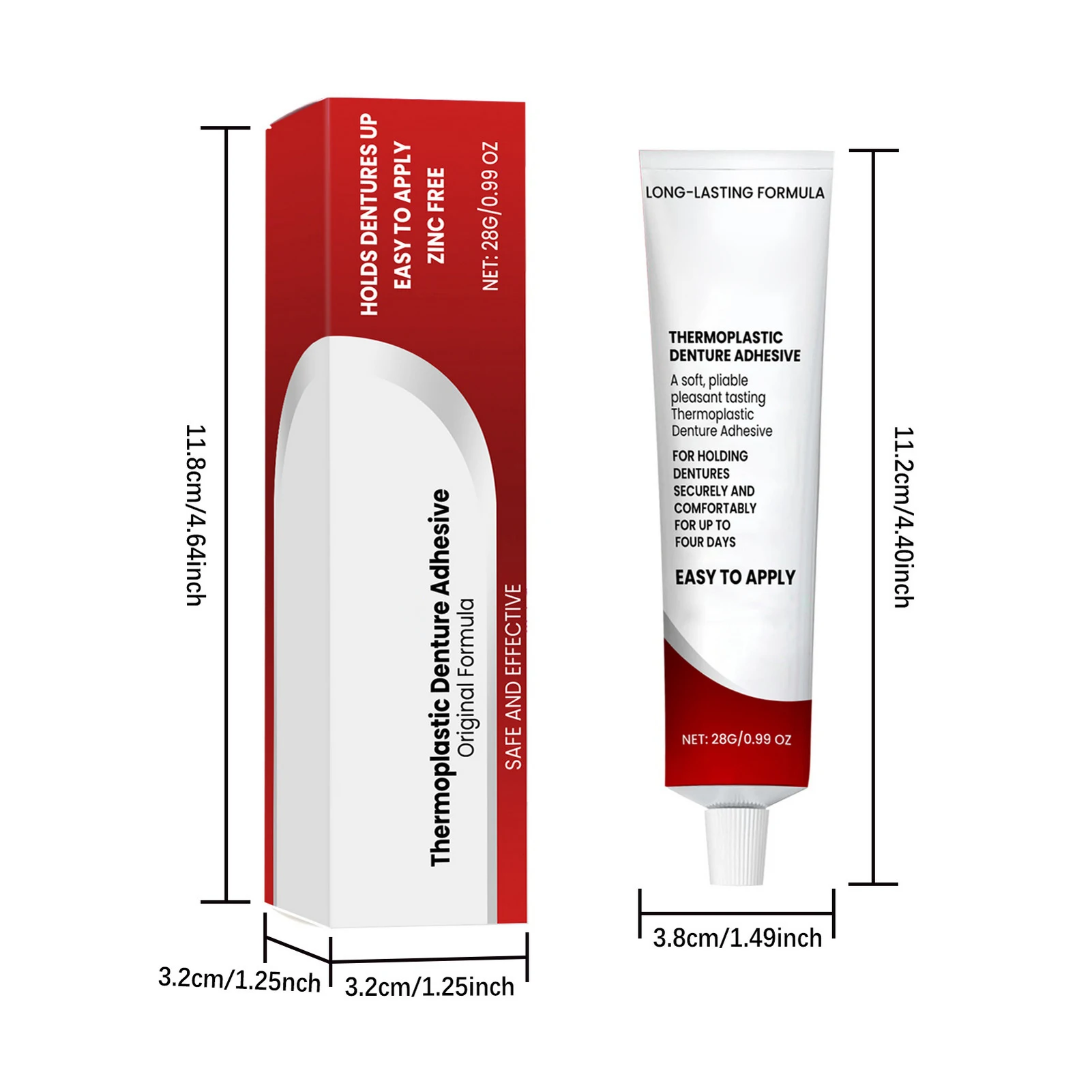 Zinc-Free Thermoplastic Denture Adhesive Refits and Tightens Dentures Great For Immediate And Temporary