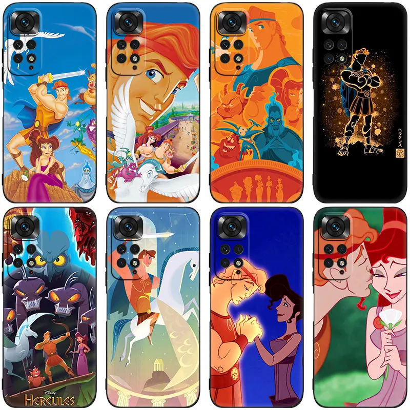 Disney Hercules Black Phone Case For Xiaomi Redmi Note 12 + 11 11S 11T 11E 10 10T 5G 10S 9S 9 8T 7 6 Pro Silicone Cover