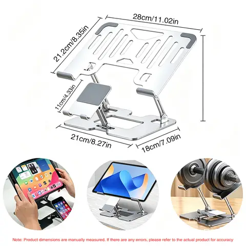 Carbon Steel Heavy Bearing Laptop Cooling Bracket 2 in 1 Foldable Stand for Notebook Tablet Cell Phone Home Office Outdoor Use
