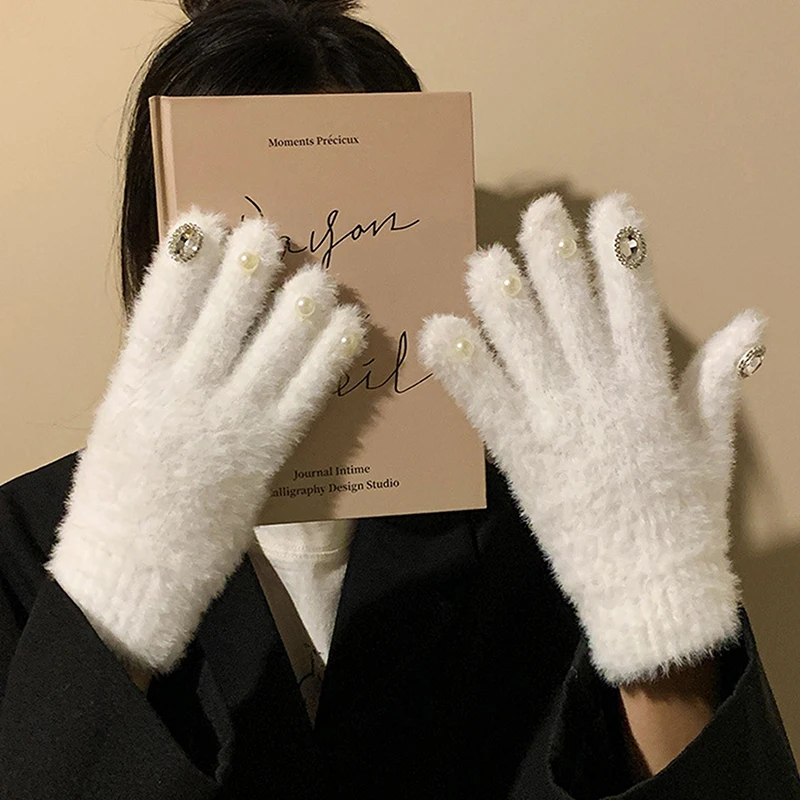 [CC55」 قفازات قطيفة لطيفة للنساء شتوية سميكة دافئة مقاومة للبرد في الهواء الطلق قفازات ركوب الدراجات هدية مثالية لها