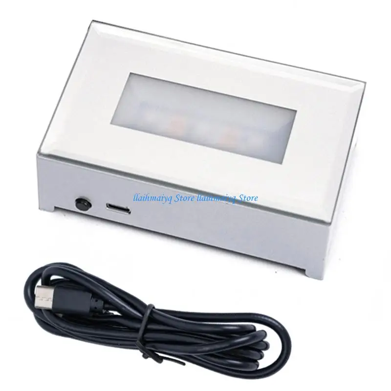573B Rectangular 3D Engraved LED Adjustable Light Base for Jewelry Display with Multiple Color Options and USB Power Supply