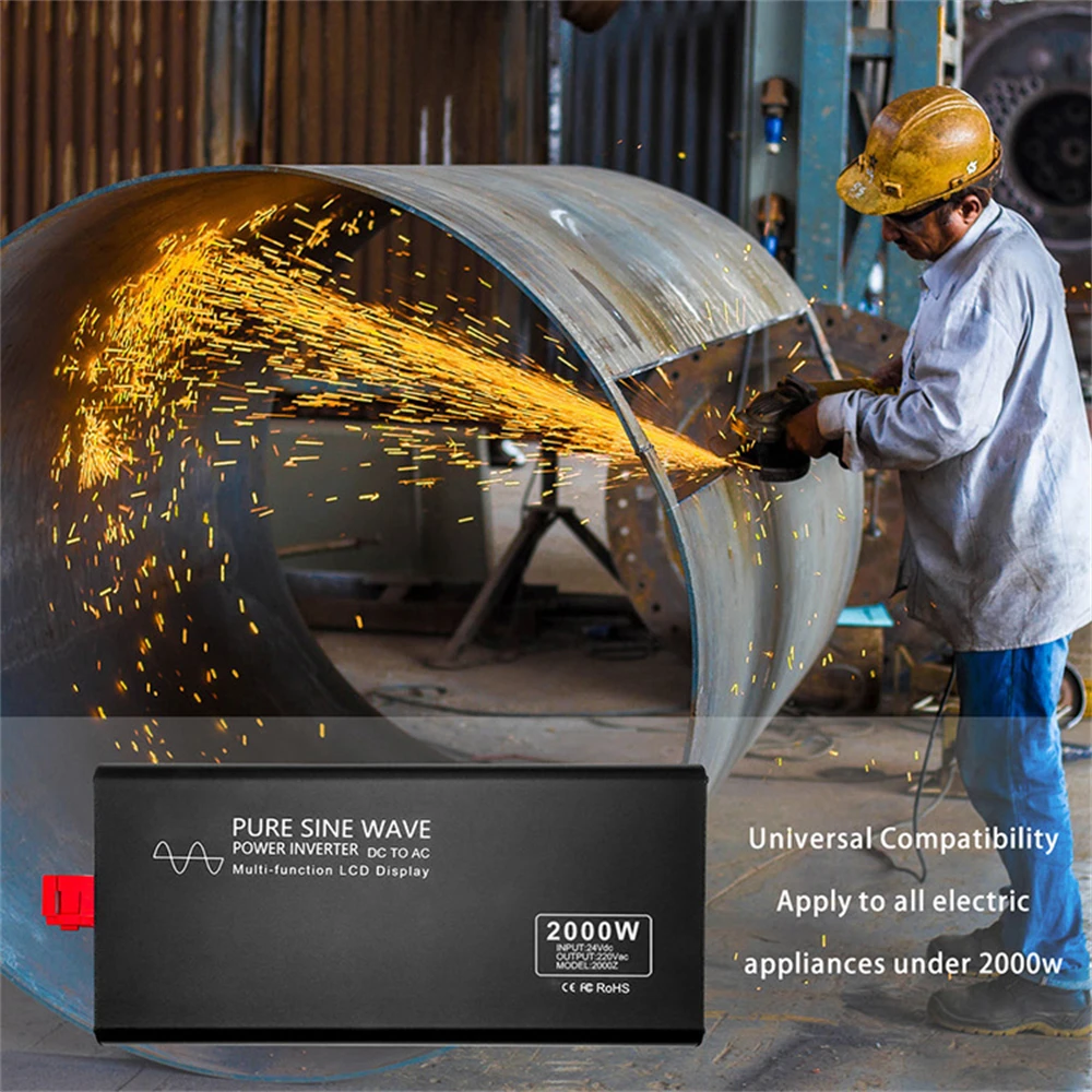 Pure Sine Wave Inverter 2000W 3000W 4000W DC 12V 24V 36V 48V To AC 220V 110V Voltage Converter Solar Inverter Power Supply