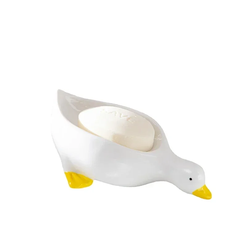 1pc Duck Shape Soap Box Cartoon Soap Dish Drainable Storage Holder Soap Container Storage Dish Household Bathroom Accessories