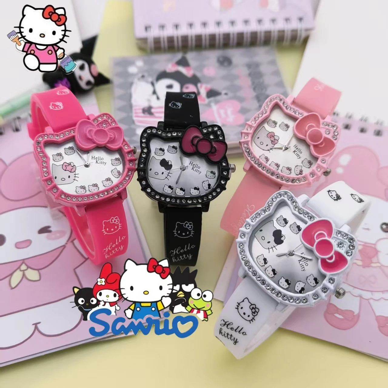 

Электронные часы с рисунком «Hello Kitty», детские часы с головой кота, кварцевые часы с бантом, студенческие вечерние подарки для девочек, подарок на день рождения