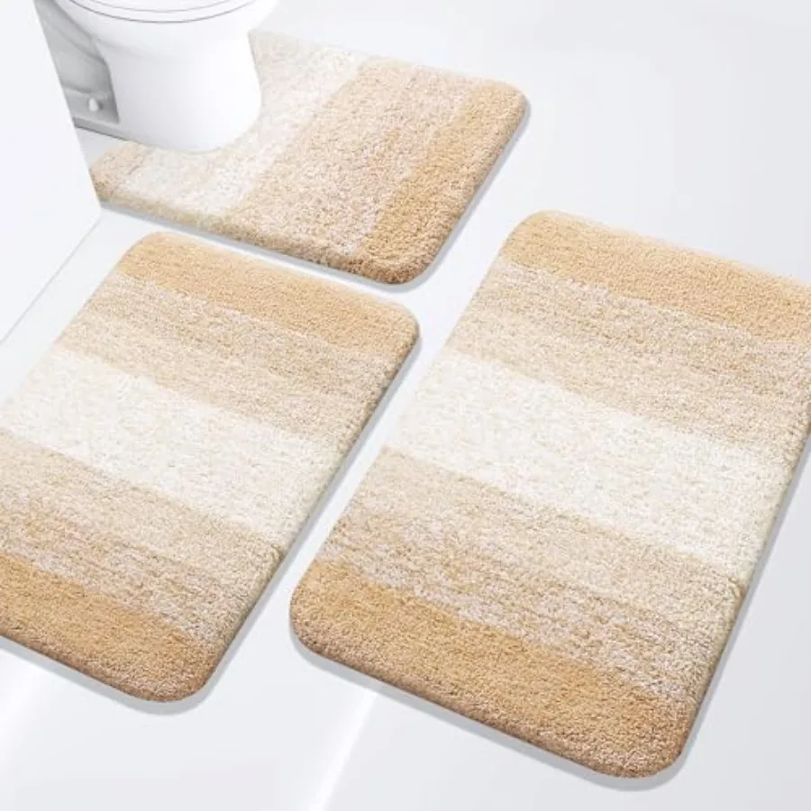 

Набор ковриков для ванной, 3 шт., очень мягкие и впитывающие, машинная стирка, для ванной, туалета, душа, 24x16 дюймов