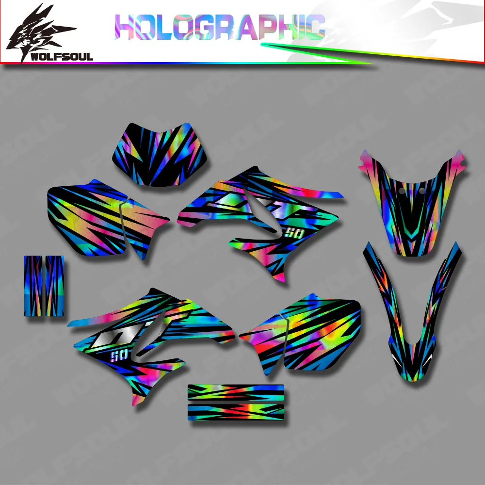 Motocross Holographic Decal Graphics Stickers Kit For Yamaha DT50 DT 50 2004 2005 2006 2007 2008 2009 2010 2011 2012-2023 Custom