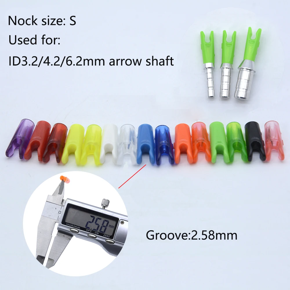 36pcs Archery Arrow Pin Nock Aluminum Pins + Plastic S Nock ends for ID 3.2mm 4.2mm 6.2mm Arrow Shaft