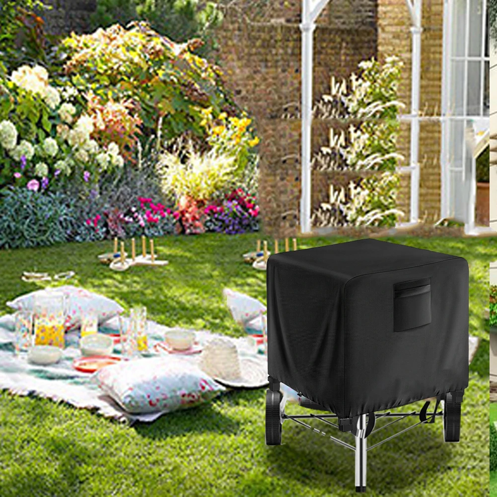 

28inch Square Fire Stove Cover with Drawstring Buckle Straps Waterproof Oxford Fabric 210D420D for Outdoor Patio